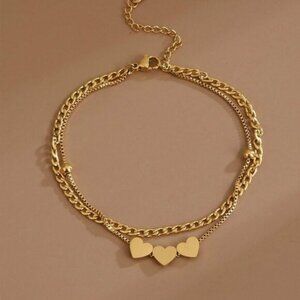 New One Piece Gold Heart Shaped Anklet